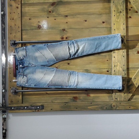 NEW TRUE RELIGION Rocco Moto Relaxed Skinny DENIM JEANS WAIST 28 INSEAM